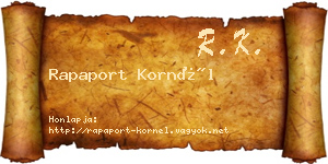Rapaport Kornél névjegykártya